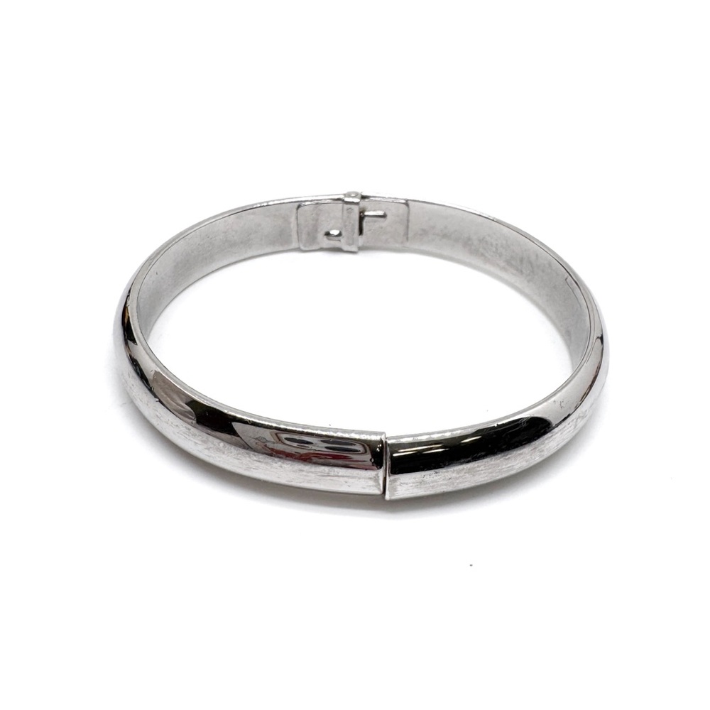 Vintage Whiting & Davis Silver-Tone Polished Bangle Hinged Clamper Bracelet